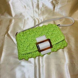 Crochet Buckle Baguette Bag